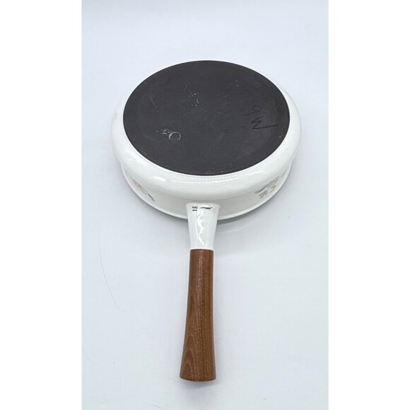 Vintage Cookware w/Floral Enamel Frying Pan With Wooden Handle - Picture 7 of 10